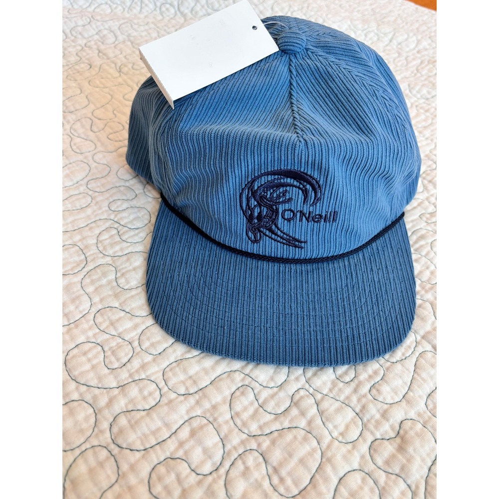 O'Neill Mens Blue Corduroy Snapback Hat Wave Logo Rope Detail Yupoong Cap